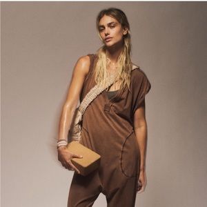 NWT Free People Movement Hot Shot V Neck Onesie XS in Oregano